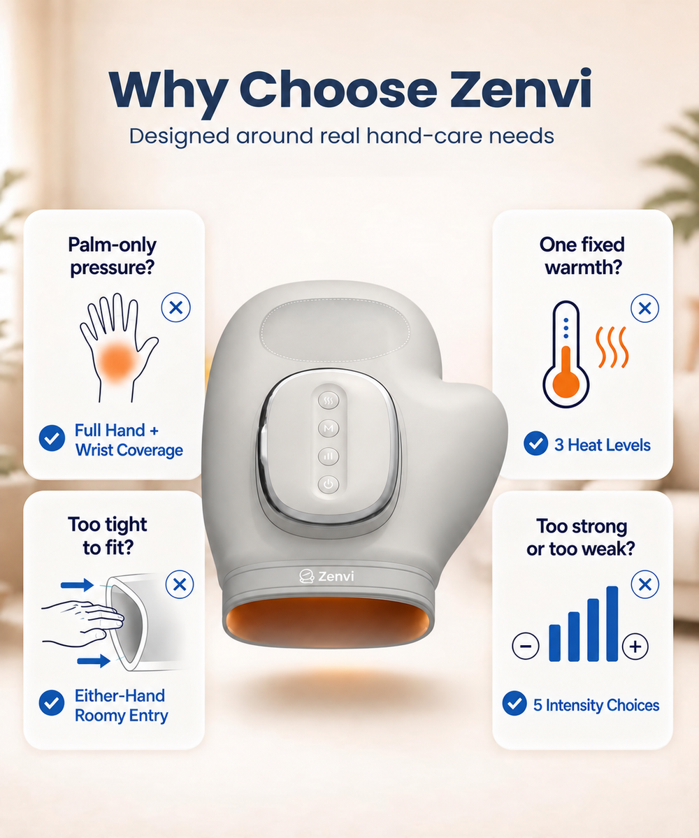 Hand inside the heated compression massager